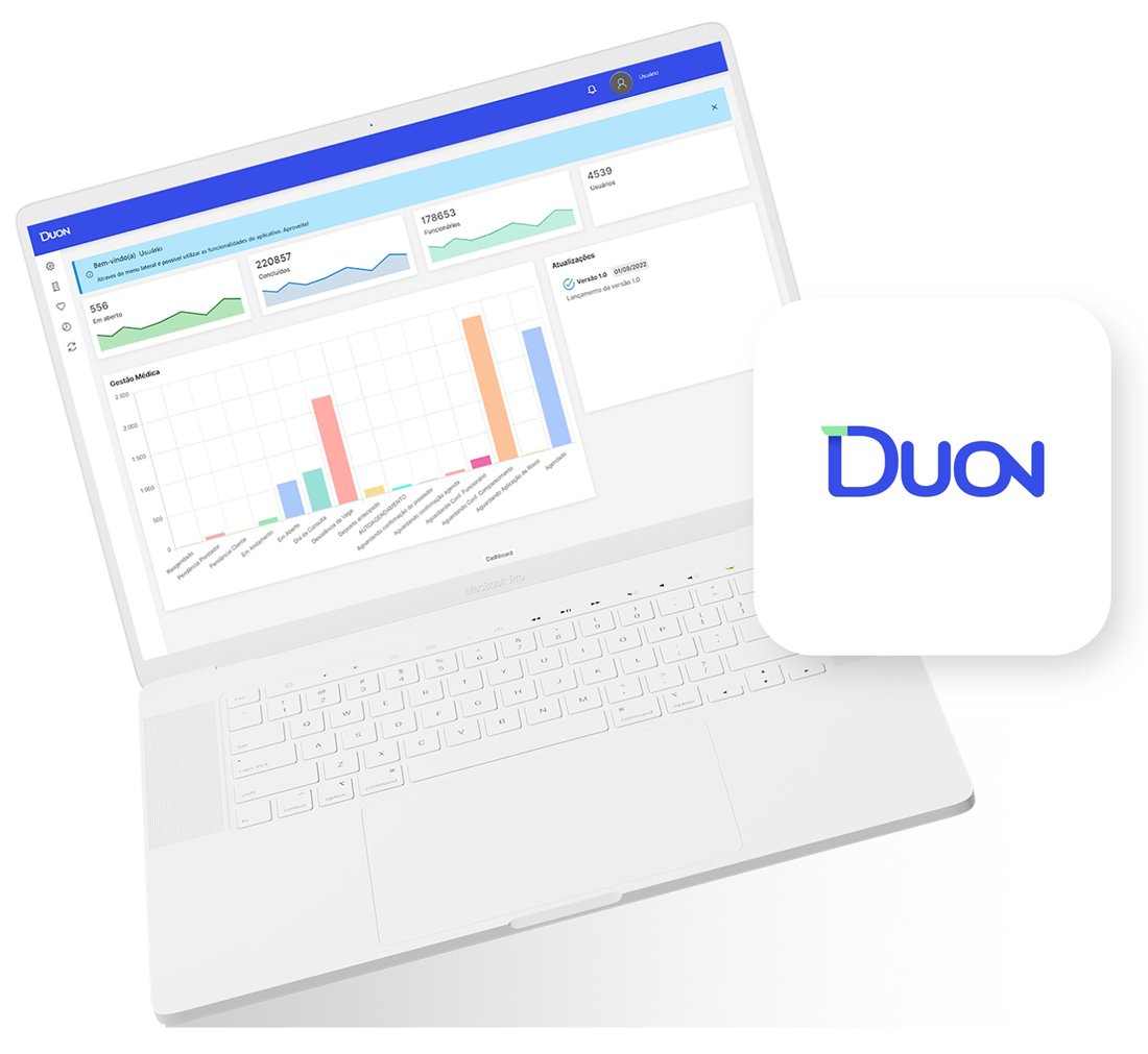 Dashboard da plataforma Duon em notebook